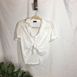 White Buttoned Cropped Top